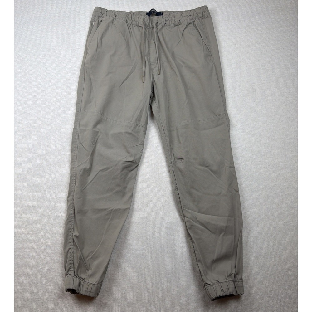 Hollister Epic Flex Jogger Pants Mens XL Beige Elastic Waist Drawstring Ankle